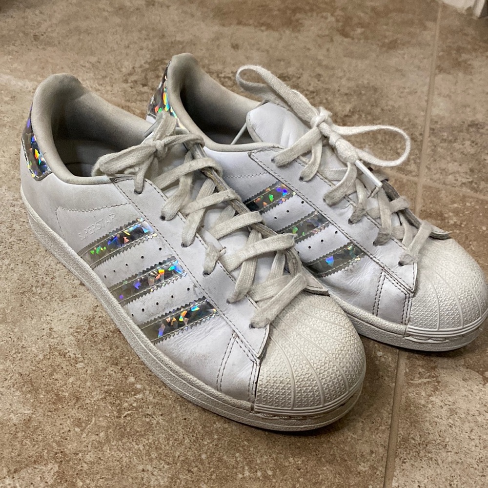Adidas Superstar girls sparkle shoes. Size 4.